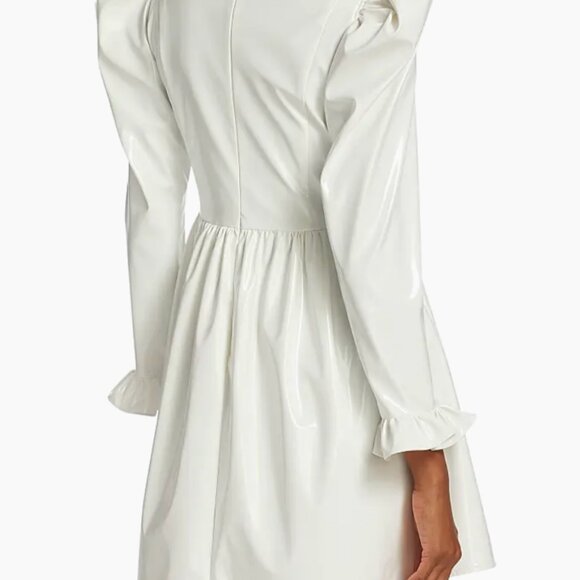 Batsheva Puff-Sleeve Prairie Minidress white PVC size 6 - Picture 5 of 8